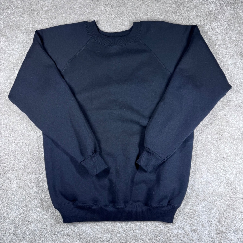 Vintage Hanes Her Way Black Raglan Crewneck Sweatshirt Large Made in USA‎ 90s